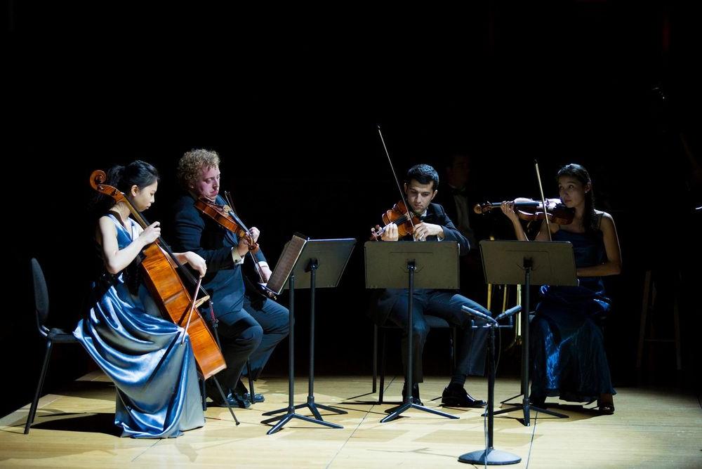 Temple Boyer students perform in a chamber orchestra.