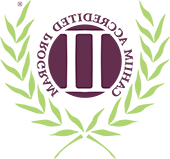 健康资讯学及资讯管理教育认证委员会的绿紫色标志.